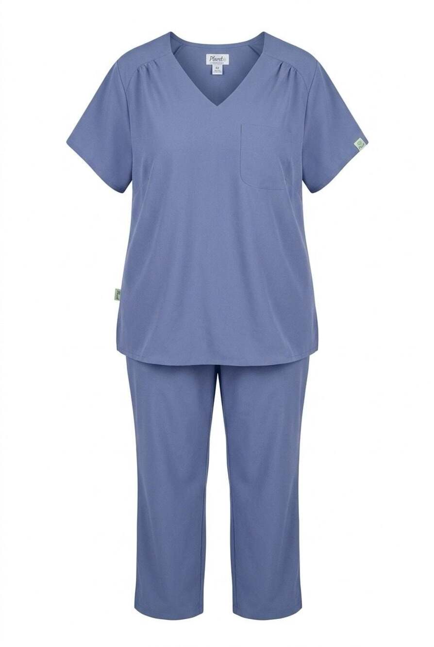 Planet Koi Women's Scrub Set Top 2X Pants XL Blue # 413